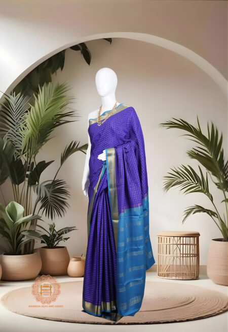 Pure Mysore Silk Royal Blue